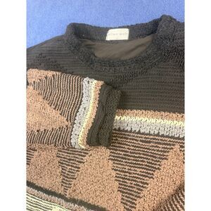 Vintage Allen Wah Men’s XL textured Geometric Knit Sweater USA Made 80s/90s